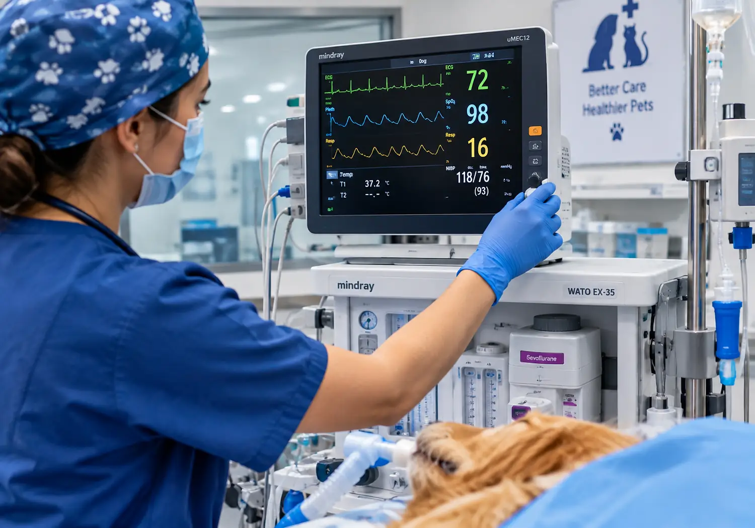 Anaesthetic monitoring equipment during a procedure