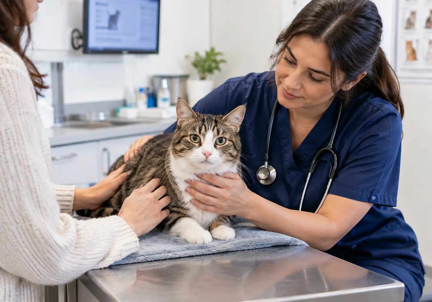 A cat on the examination table