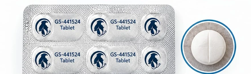 GS-441524 tablets in a blister strip, dispensed by Veterinary Falcon