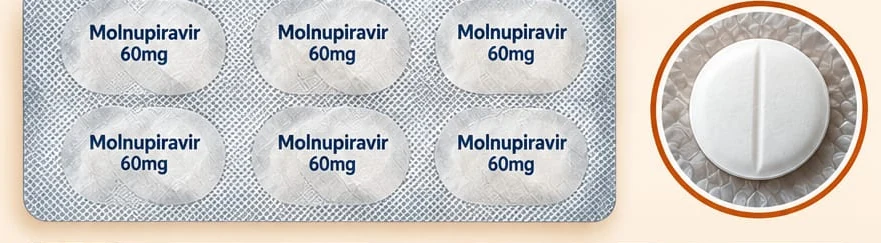 Molnupiravir tablets in a blister strip, dispensed by Veterinary Falcon