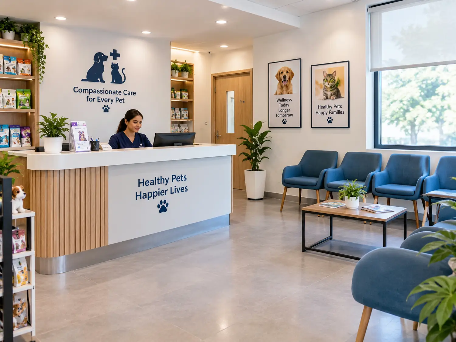 The clinic reception desk